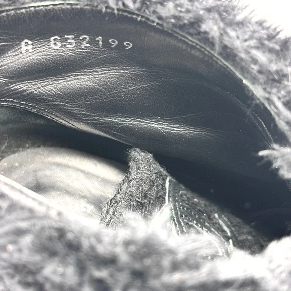 Chanel Beaver Fur Trimmed Alligator Skin Tweed Black Lace Up Boots - Picture 9 of 9